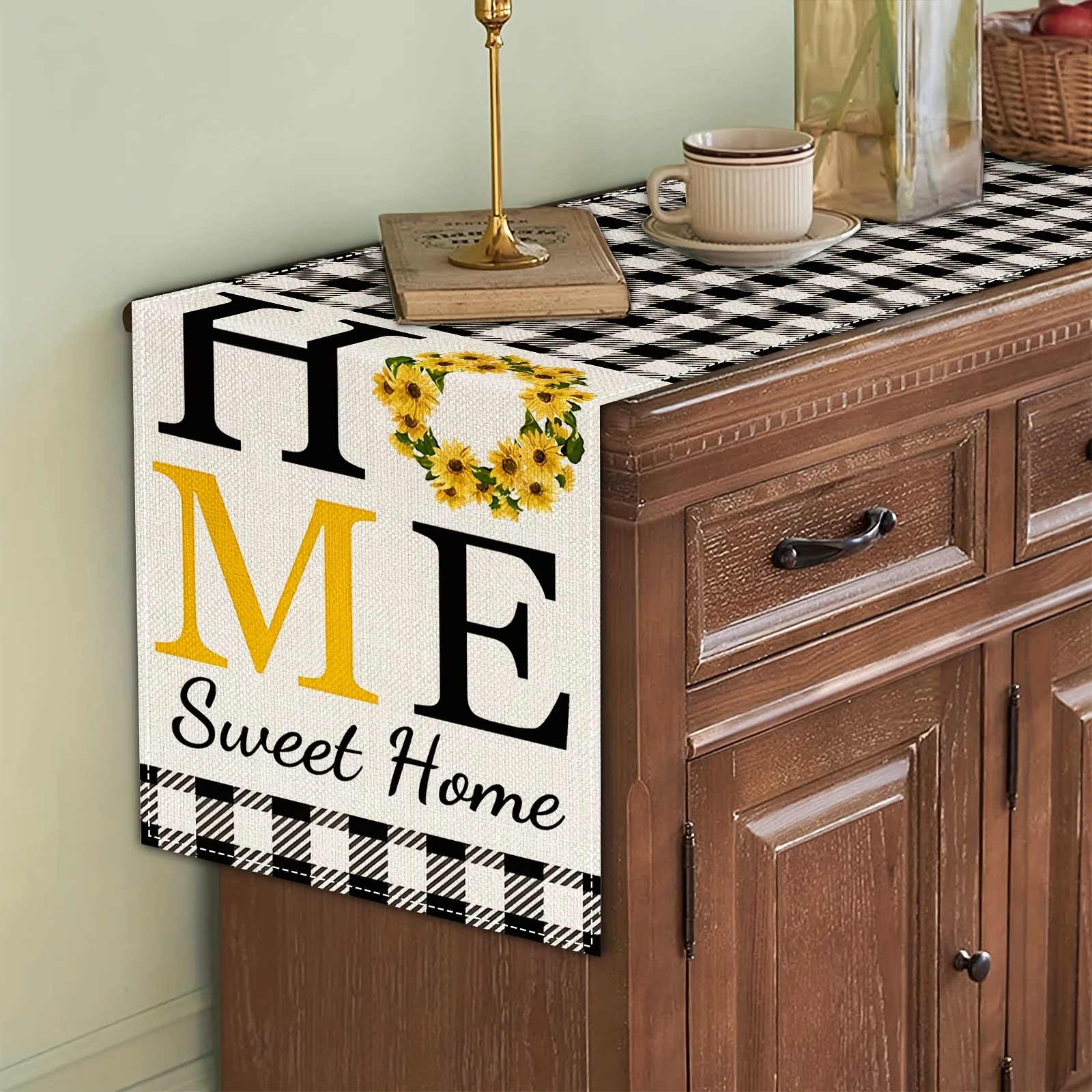 1pc, Sunshine Sunflower Summer Table Runner, Spring Seasonal Anniversary Holiday Kitchen Dining Table Decoration