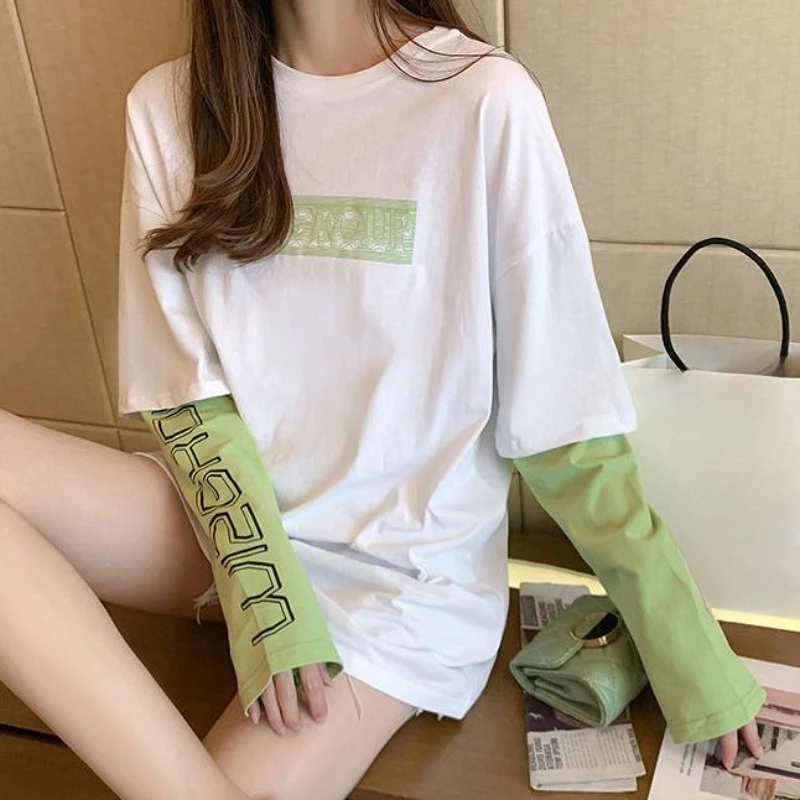 Tshirt With Print Woman T-shirt Black Top For Women Loose 2024 Offer High Quality Clothing New In Tee Elegant And Youth Causal