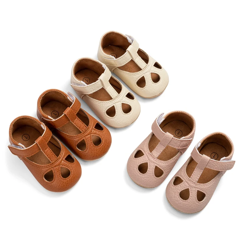 

Summer 0-1 Years Newborn Baby Shoes Hollow PU Leather Girl Shoes Toddler Rubber Sole Anti-slip First Walkers Infant Shoes