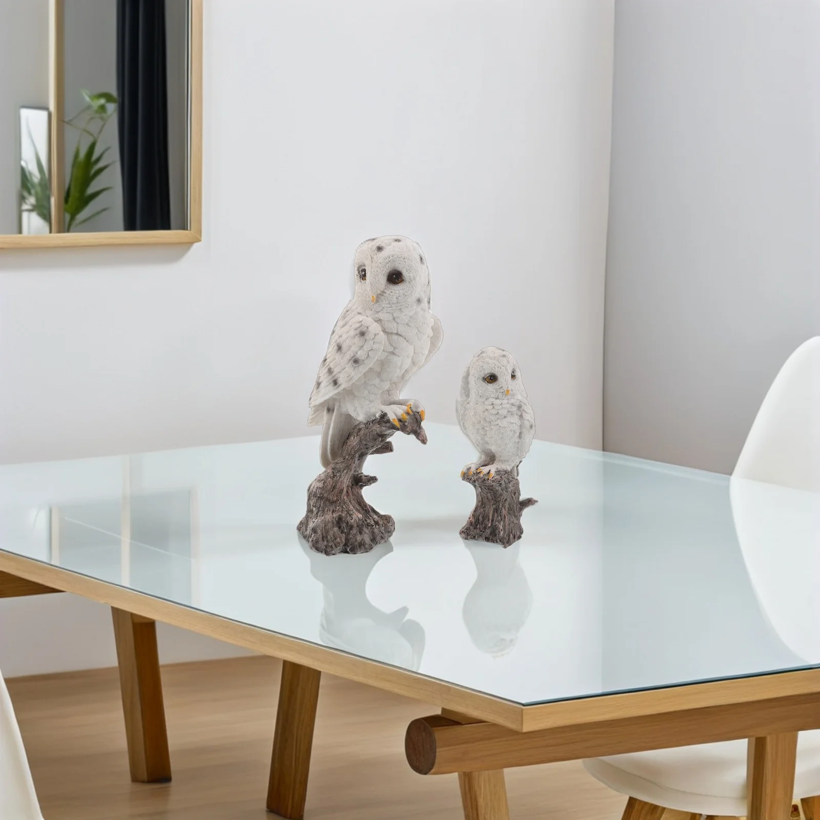 

2 PCS Outdoor Owl Decoration Home Small Garden Resin Ornaments Sculpture