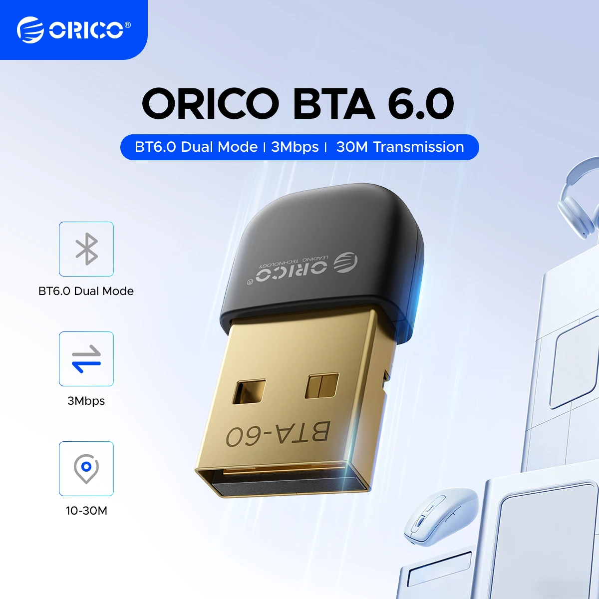 ORICO Dual Mode 6.0 Wireless WiFi Adapter BT USB Dual Band Network Card Receiver for Desktop Suitable for Desktop Laptops