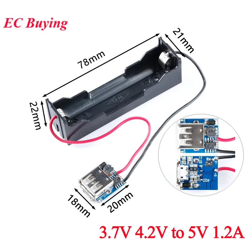 18650 Ładowarka do akumulatorów litowych Moduł 3,7 V 4,2 V do 5 V USB DIY Step Up Booster Converter Board Mobilny zestaw zasilający do telefonu