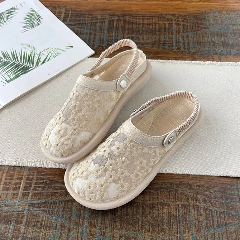 2026 Women Closed Toe Mesh Fisherman Sandals Lightweight Lace Breathable Women Soft-soled Shoes Outdoor Fairy Flat Casual Shoes view 4
