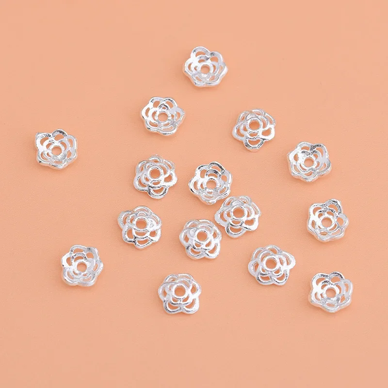 10PCS925 sterling silver DIY material accessories, rose bracket spacer, handmade beaded material crystal bracelet accessories