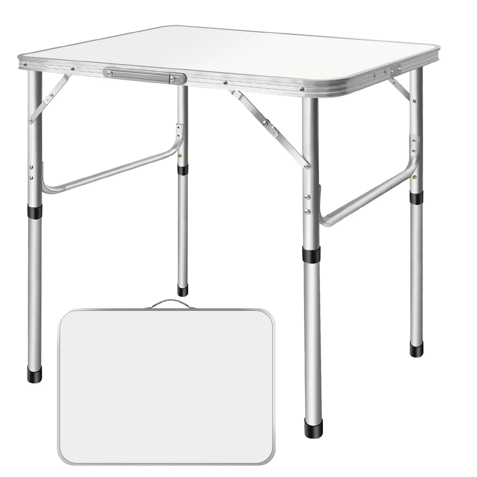 Mesa Plegable Portátil, 75 x 55 x 60 cm, Mesa de Camping, 2 Niveles de Altura 60/35 cm, Mesa Plana para Balcón, Patio, Picnic, Mesa de Comedor