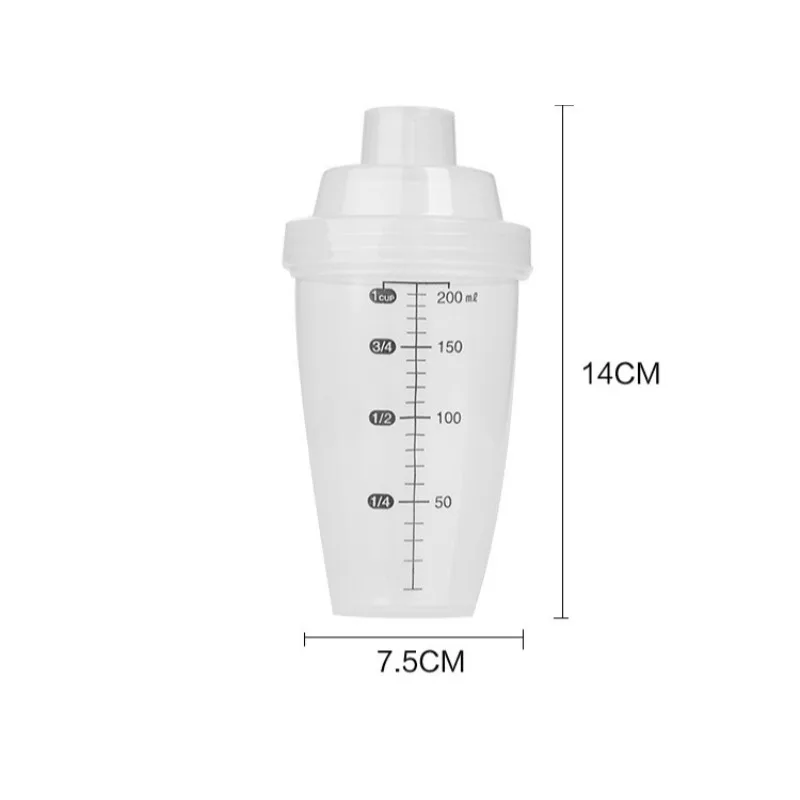 زجاجة قياس مستوردة 200 مللي شاكر كوكتيل مانعة للتسرب مع مقياس أداة مطبخ محمولة لخلط الصلصة