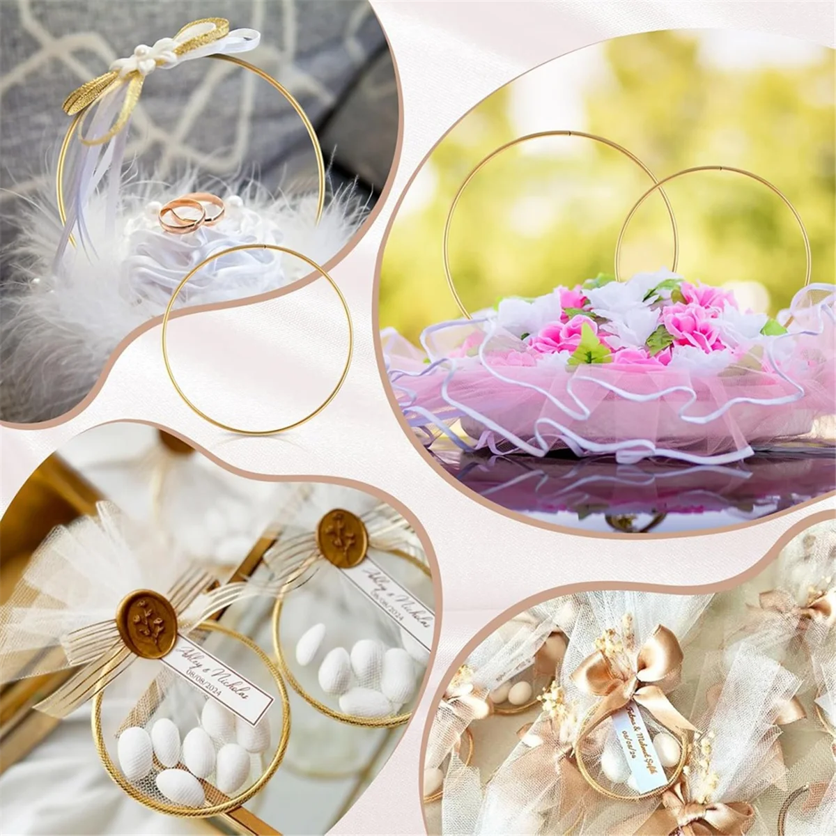AA98 100 Pcs Metal Rings for Crafts for DIY Crafts Macrame Dream Catcher Supplies Gold Hoops Wedding Table Decor Wall Hanging