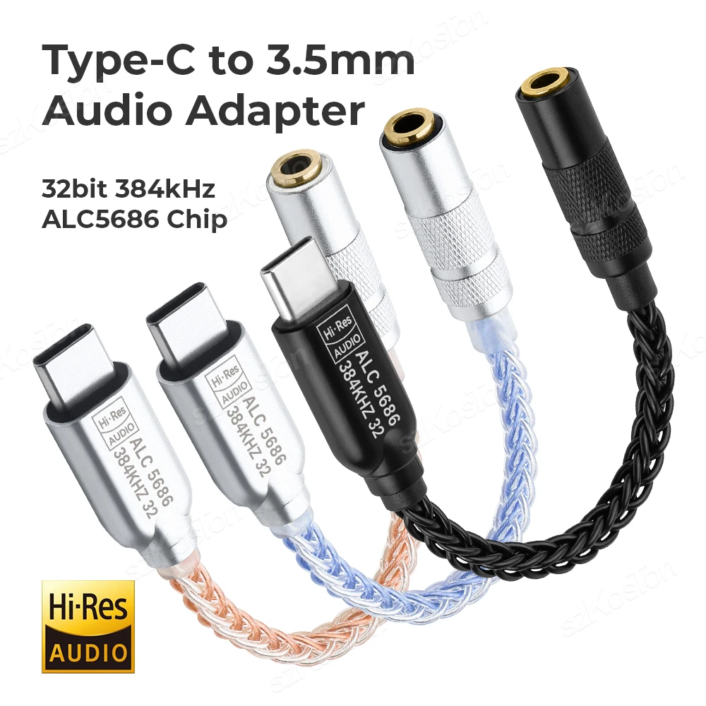 ALC5686 DAC-Kabel USB Typ C zu 3,5mm Klinke HiFi-Audio-Verstärker-Adapter Kabelgebundener Kopfhörer für iPhone16/15 Samsung Huawei