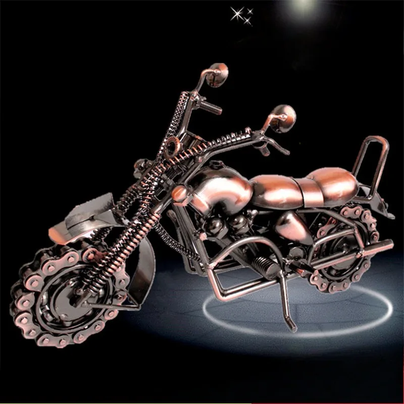 

Retro Handmade Wrought Iron Motorcycle Ornament Home Wine Cabinet Decoration Living Room Car Model Creative Crafts Home Decor