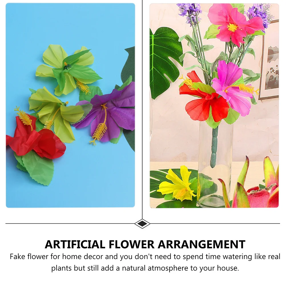 

72Pcs Fake Hibiscus Artificial Flowers Simulation Wood Flower Ornaments Hawaii Party Home Decor Photography Props