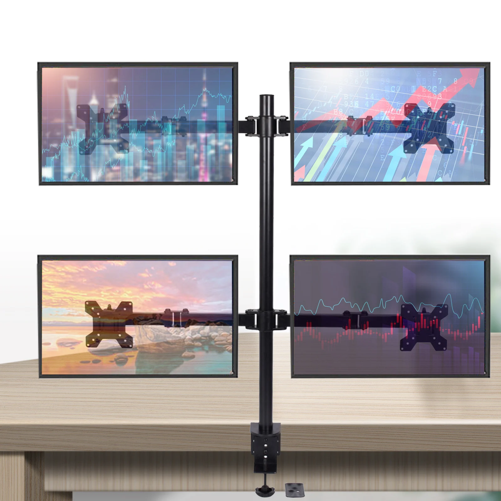 

10-27 inch Monitor - Desk Mount for LED and LCD Monitor Desk Monitor Stand Tilts 360° Swivels Height Adjustable (4 Monitors)