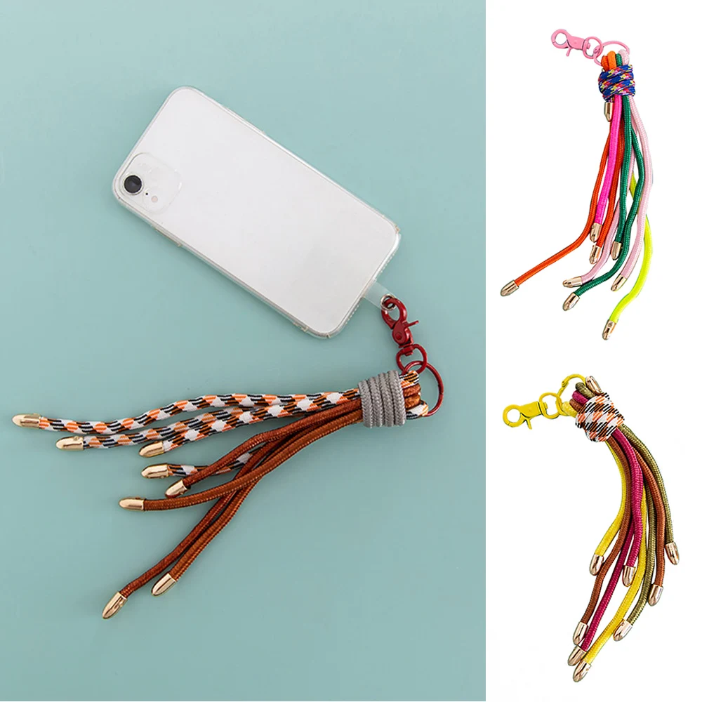 DIY Bag Pendant Woven Tassel Rope Bag Decor Bag Charms Keychain Lock Chain For Lady Phone Case Hanging Ornaments Bag Accessories