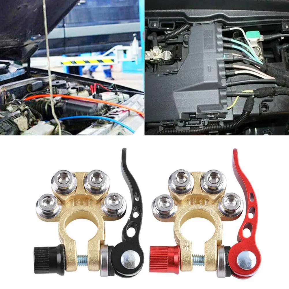 1 Pair Quick Disconnect Auto Cables Connectors Post Clamp Clamps Positive End Terminal & Terminal Negative Electric Connect E0N3