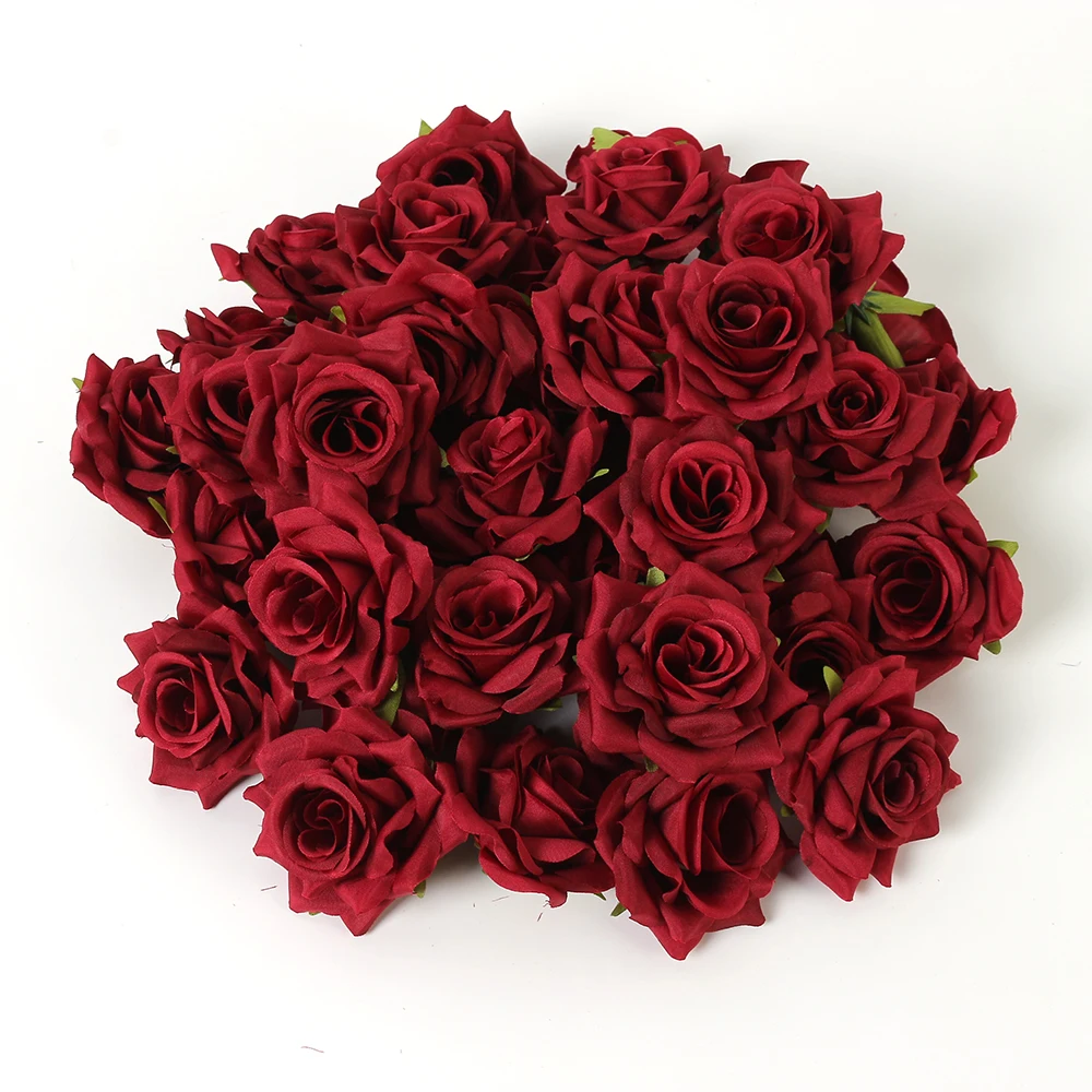 5/10Pcs Rose Künstliche Blumen 6CM Gefälschte Blume Für Wohnkultur Hochzeit Ehe Dekorationen Ornamente Handwerk Girlande zubehör – Detail 11