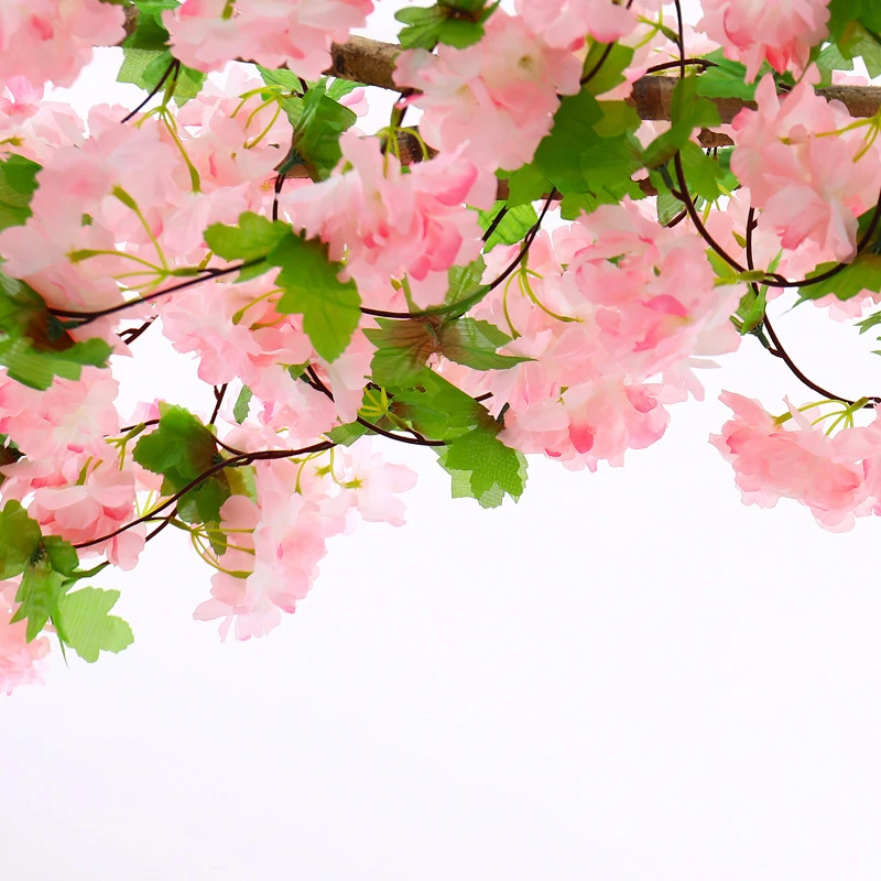 Künstliche Blumen 220 cm Kirschblüten-Ranke Garten- und Heimdekoration Tischdeko-Accessoires Hochzeits-Efeu-Girlande Bogen für Innen- und Außenbereich – Detail 5