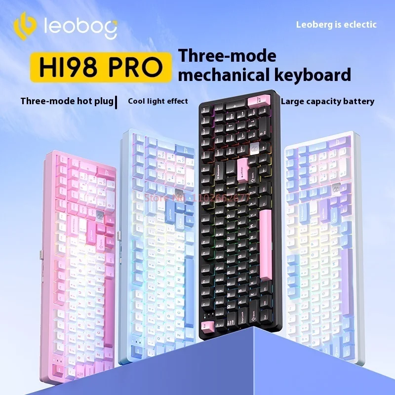 Nieuw LEOBOG Hi98Pro mechanisch toetsenbord 3-modus aluminium Draadloos aangepast gamingtoetsenbord Hot Swap-pakking Accessoires Toetsenborden