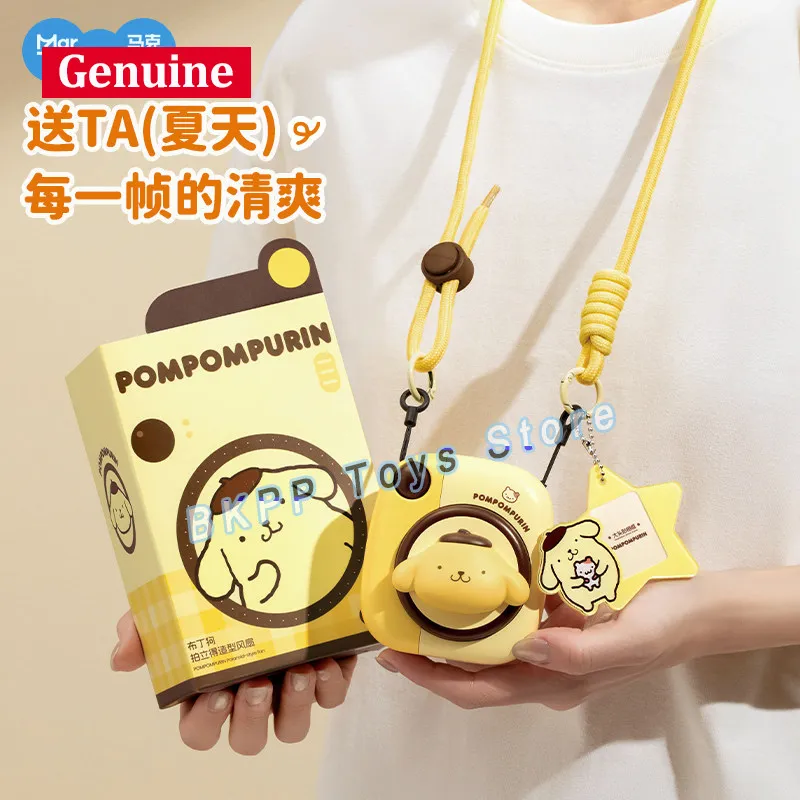 

Sanrio Pompompurin Mini Fan Neck Hanging Portable 1800mah Rechargeable Three Speed For Outdoor Travel Birthday Gift For Women