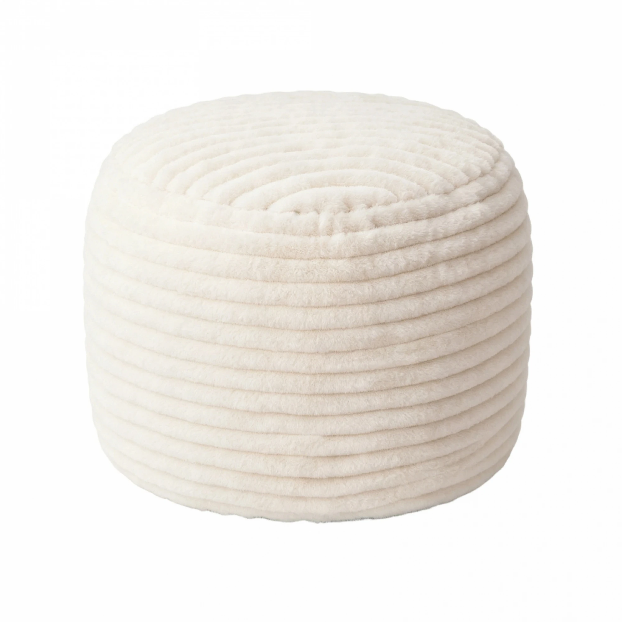 Plush Round Ottomans Living Room Soft Casual Solid Foot Rest for Couch