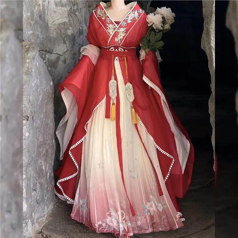 

Hanfu female Nanbei Dynasty big-sleeved embroidery spring and summer nine-piece set improved fairy energy