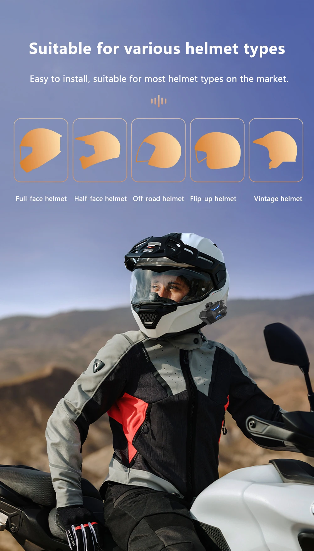 C65 Motorhelm Intercom Headset Draadloze Headset voor Motorhelm