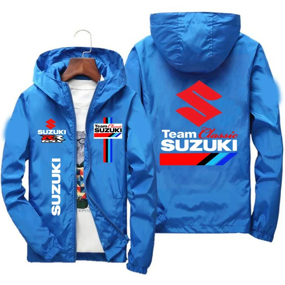

Мужская куртка с капюшоном Suzuki Racing Team на молнии, водонепроницаемая ветровка, повседневная спортивная одежда для весны и осени, для активного отдыха