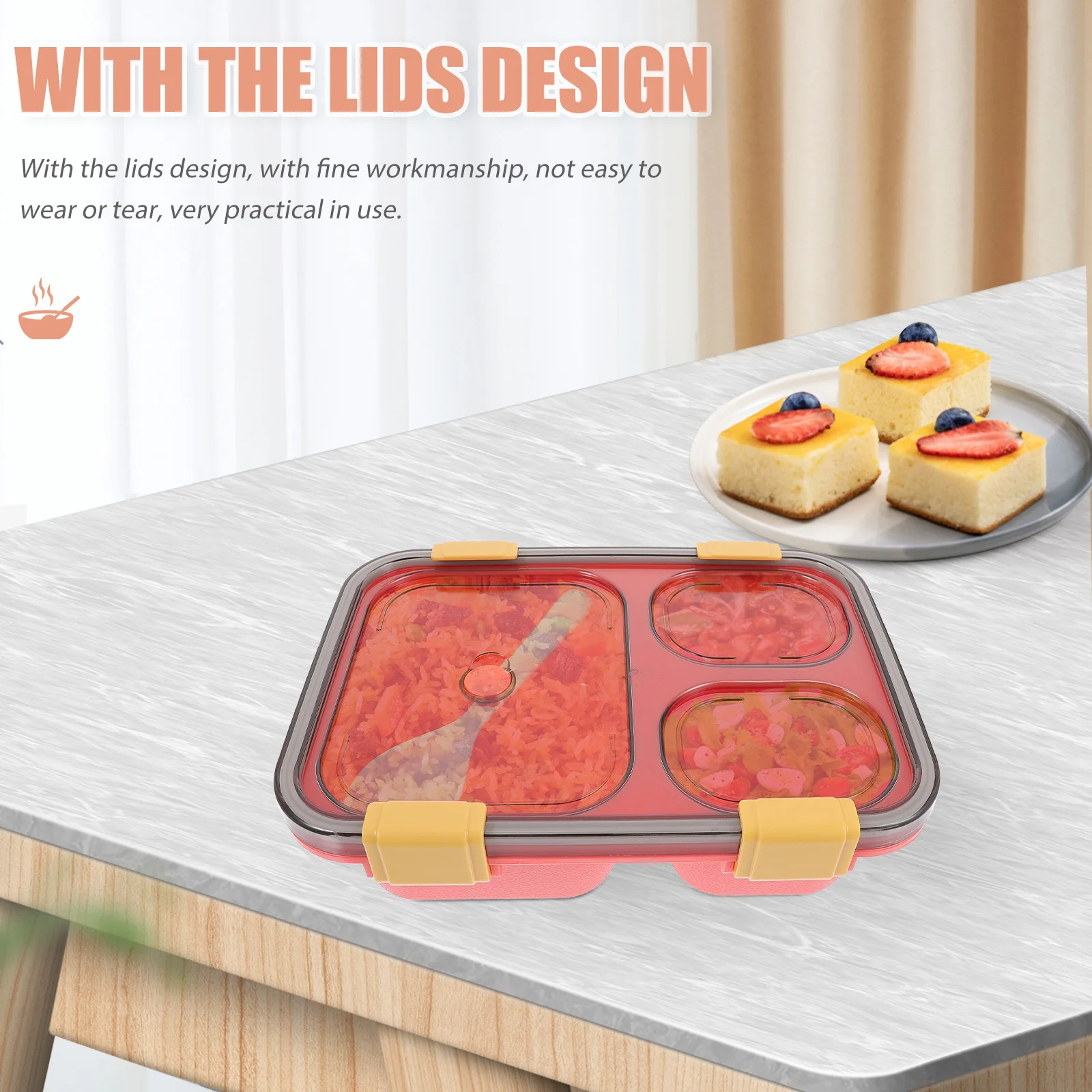 

Ланч-бокс Bento для микроволновой печи, герметичная крышка, портативный контейнер для обеда из полипропилена с 3 отделениями для взрослых