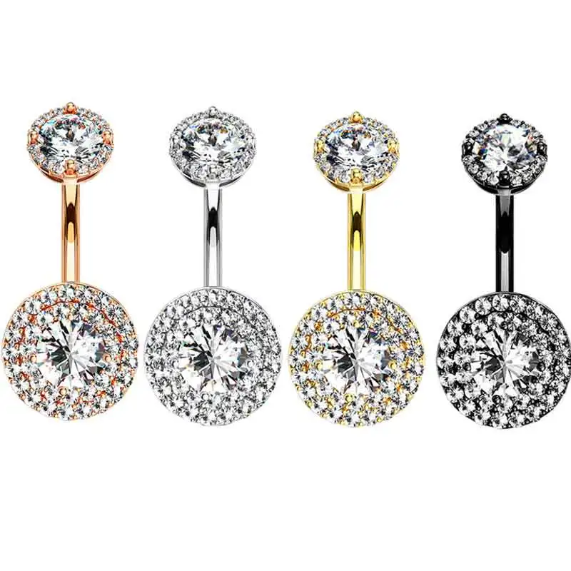 

Surgical Steel AAA Crystal Belly Button Rings Zircon Heart Navel Piercing Reverse Cute Belly Button Piercing Sexy Navel Ring mix