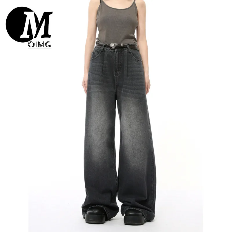 [OIMG] Autumn New Product Korean Version Grinding White Wide Leg Drop Feeling Floor Dragging Jeans