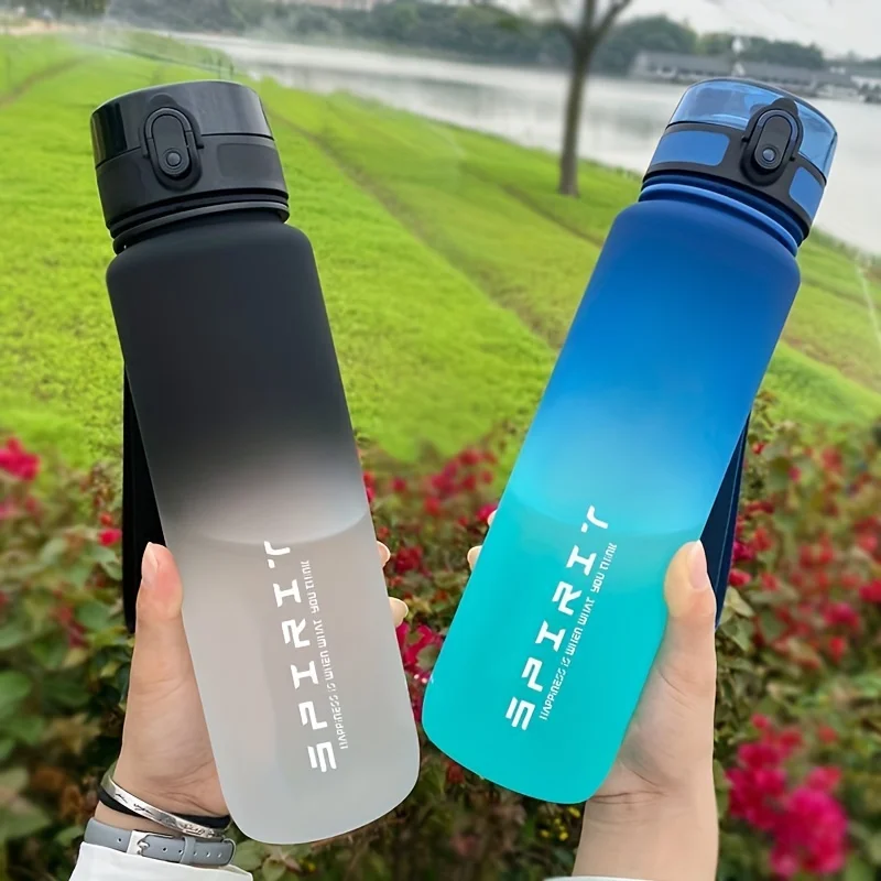 1PC 500/650ml/1000ml Gradient Color Sports Water Cup, Portable Leakproof Flip Top Water Bottle, for Sports, Fitness, Travel