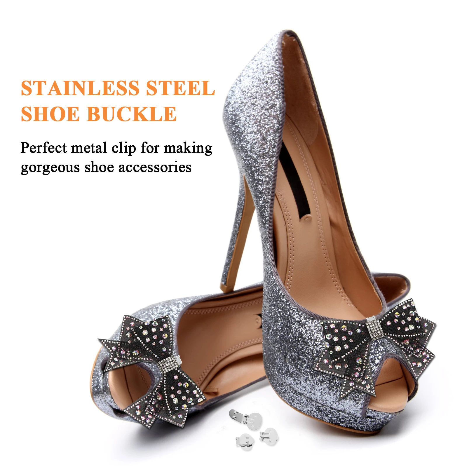 

20pcs Stainless Steel Shoe Clips Flat Blank DIY Findings Metal Decorations Embellishments Shoe Accessories Civil Furniture