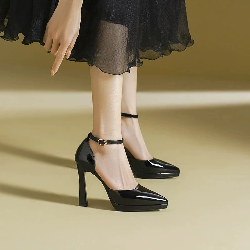 2026 New Women's Pumps Fashion Simple Pointed Toe Waterproof Platform Stiletto Sandals Temperament Hollow Cover Heel Lady Shoes