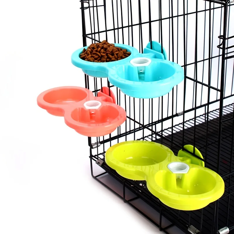 1pc Doppel Haustier Käfig Hängen Futternäpfe Automatische Trinkwasser Feeder 3 Farben Katze Schüssel Welpen Fütterung Liefert Hund schüssel