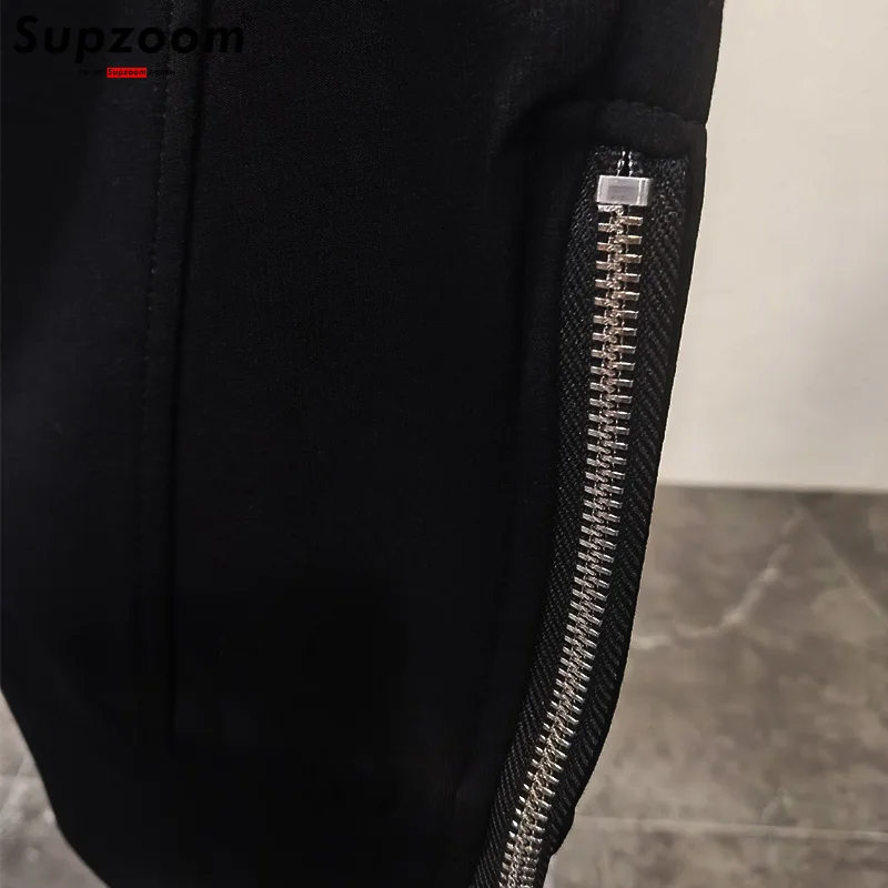 Supzoom 2024 New Arrival Top Fashion Sweatpants Popular Logo Zipper Leisure Loose Cotton Elastic Waist Autumn And Winter Pants