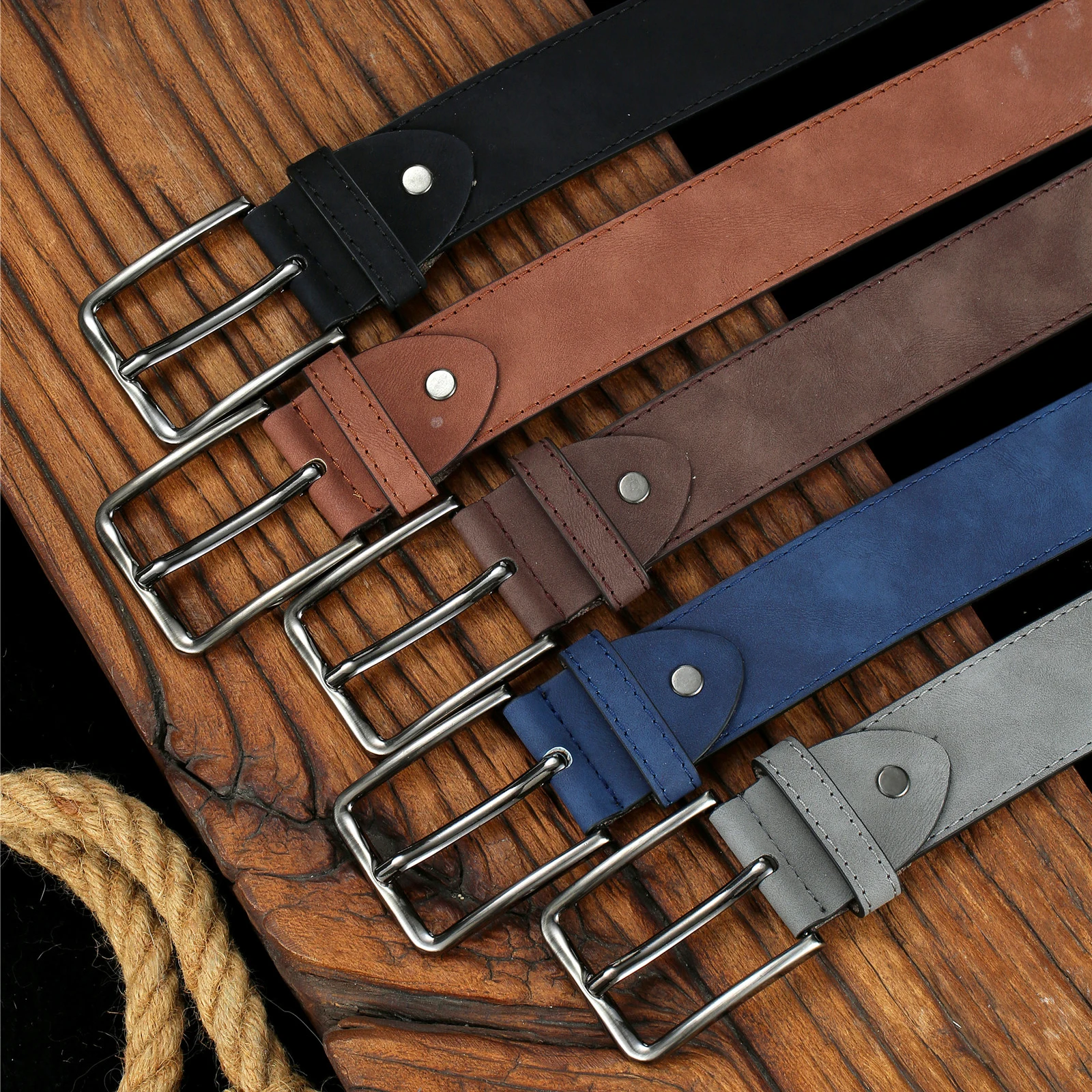 New Men's Belt Multi-Color Matching Suitable for Daily Wear Simple Casual Fashion Trendy Pin Buckle Belt Design Preppy Ins St