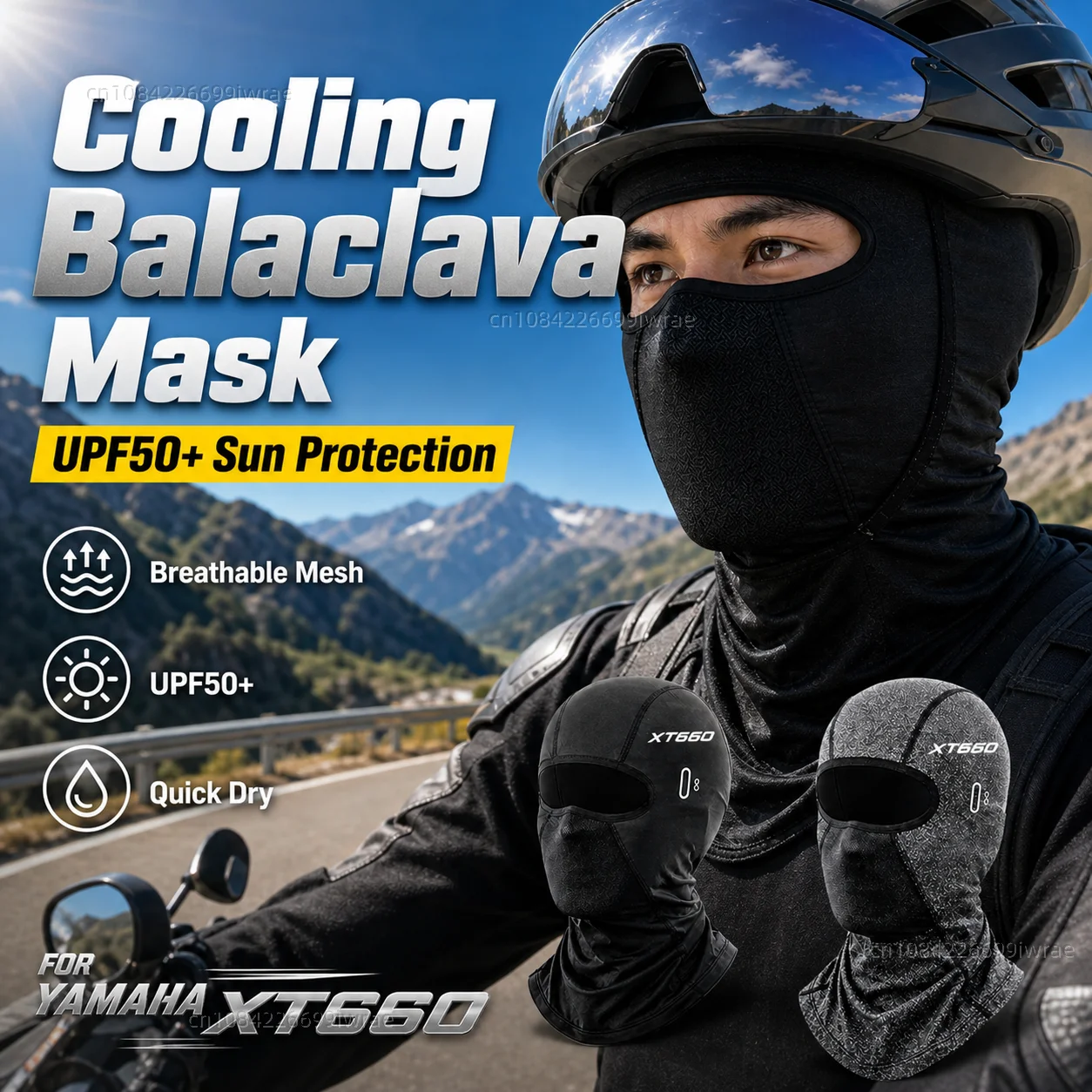Máscara Balaclava refrescante para motocicleta, protección UV UPF50+, cubierta facial transpirable para verano, para YAMAHA XT660 X R Z XT660X XT660R