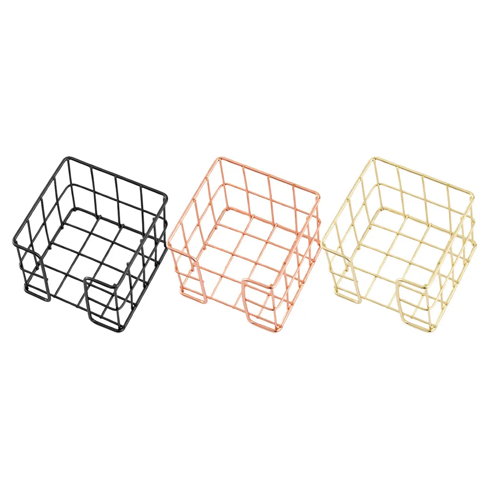 3Pcs Mesh Desk Organizer Iron Wire Note Holder Dispenser Square Notepad Holder Office Supplies Desktop Memo Pad Case Workspace