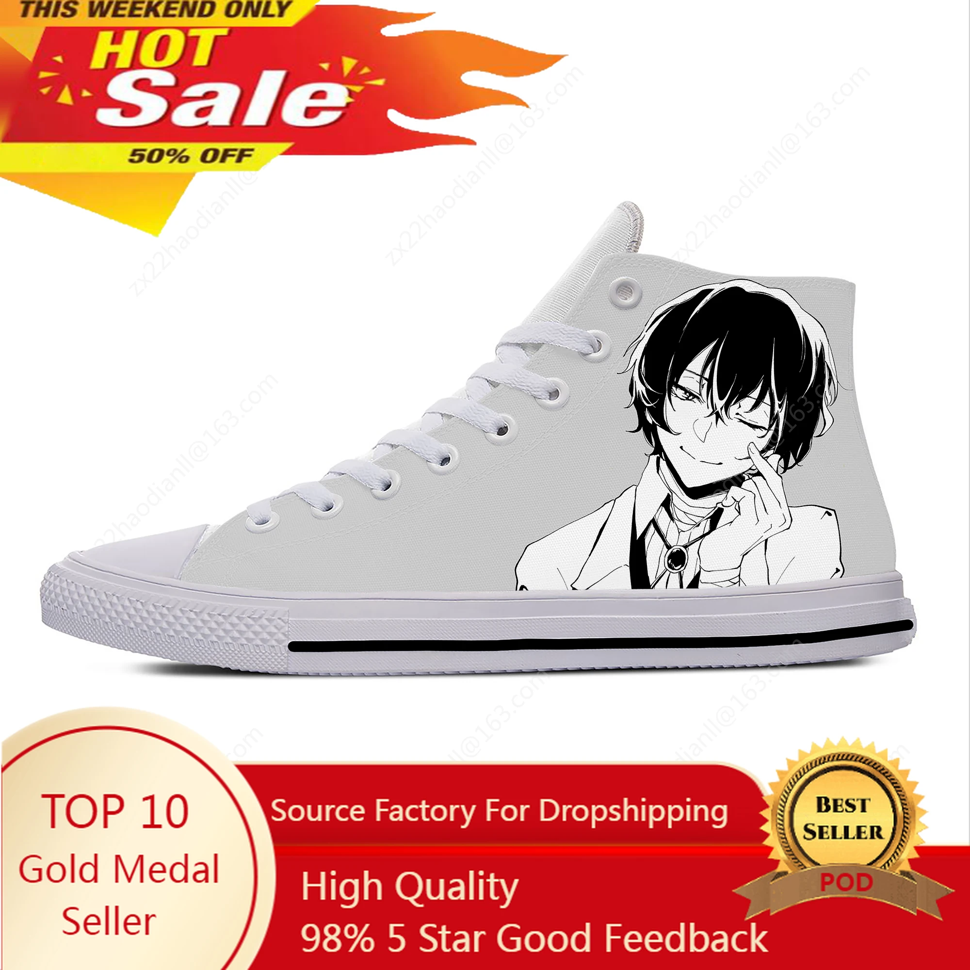 

Japanese Anime Manga Bungo Stray Dogs Dazai Osamu Casual Cloth Shoes High Top Lightweight Breathable 3D Print Men Women Sneakers