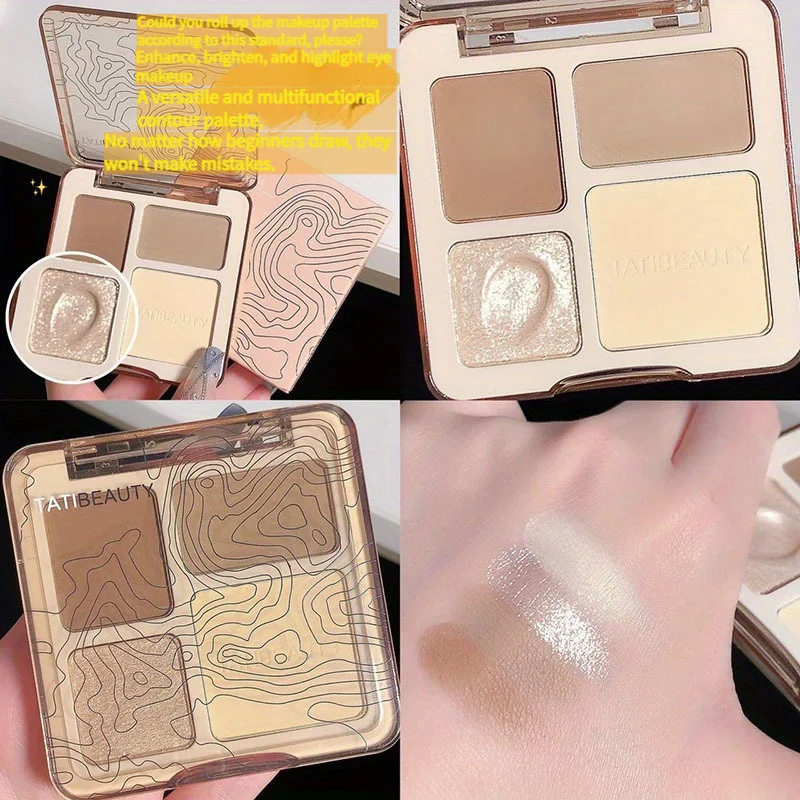 TATIBEAUTY Four Color Contouring Tray Highlight Contouring - Body Tray Matte Shine Powder Highlight Solid Contouring