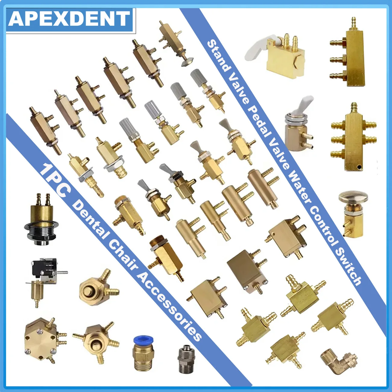 1PC Dental Chair Spare Parts Metal Accessories Connector Water Valve Foot Switch Hexagon Pressure Dentistry Repair Replacement