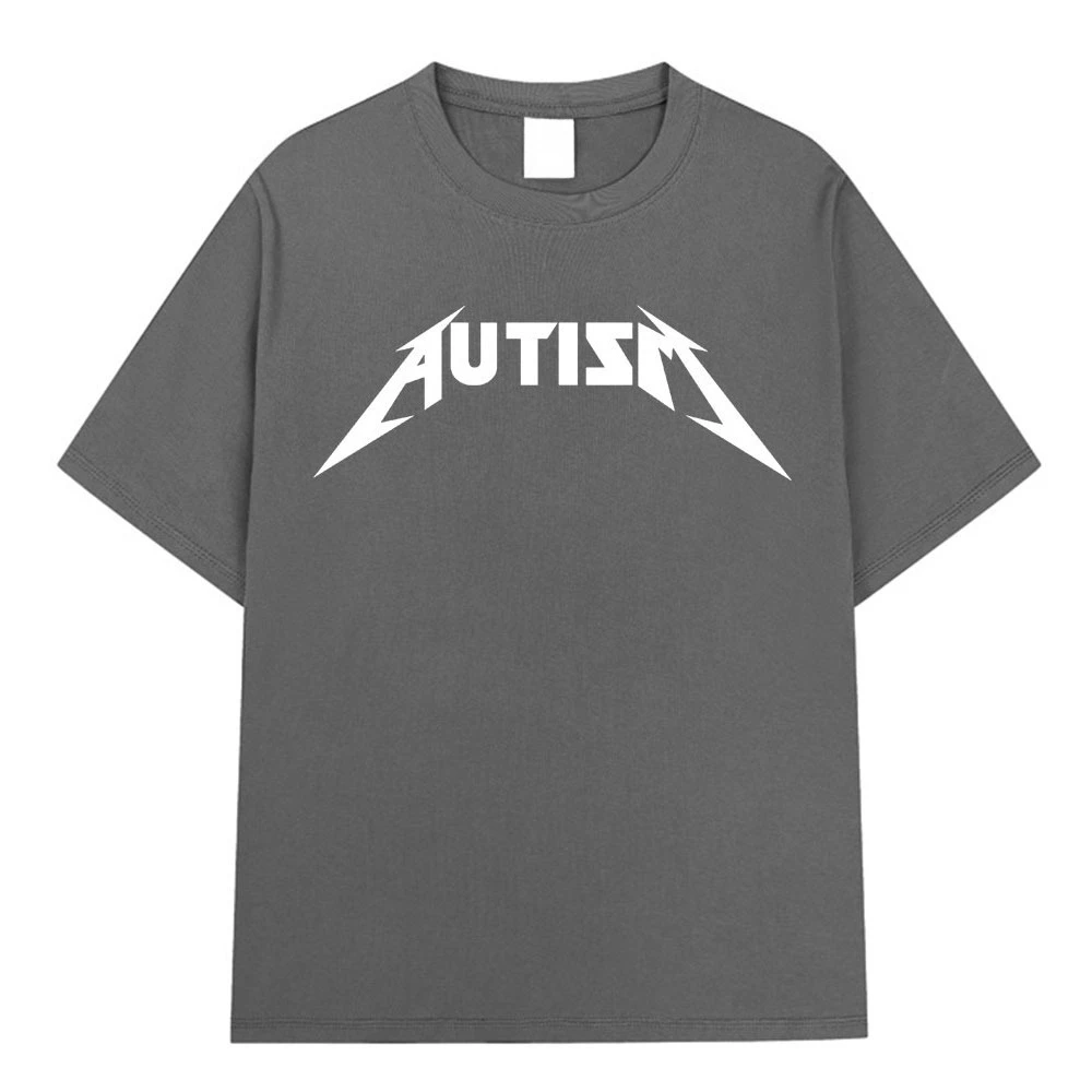 Autism Metal Rock Meme T-Shirt, Unisex Fashion Hip Hop Streetwear, 100% Cotton Comfort Oversized Short Sleeve Tee t shirts