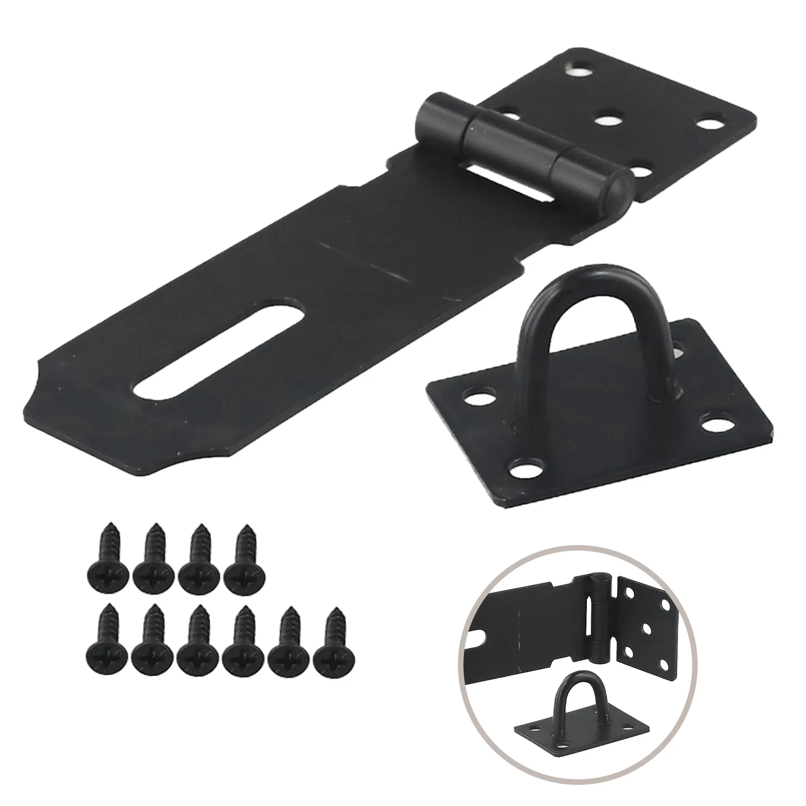 Stainless Steel Folding Hasp Buckle Plate with Hitch Bracket for Secure Integration into Existing Door Hardware