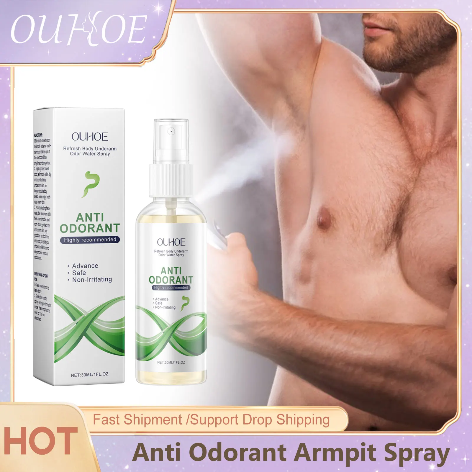 Underarm Odor Remover Spray Perfume Long Lasting Aroma Armpit Sweat Deodorizer Moisturizing Skin Care Refreshing Deodorant Spray