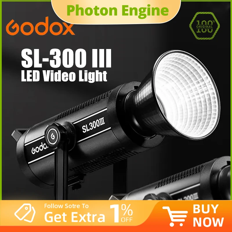 Luz de Video LED Godox SL-300W III SL300III de 200W con Montura Bowens, Luz Diurna Balanceada de 5600K, Sistema Inalámbrico X de 2.4G, Control por Aplicación Godox