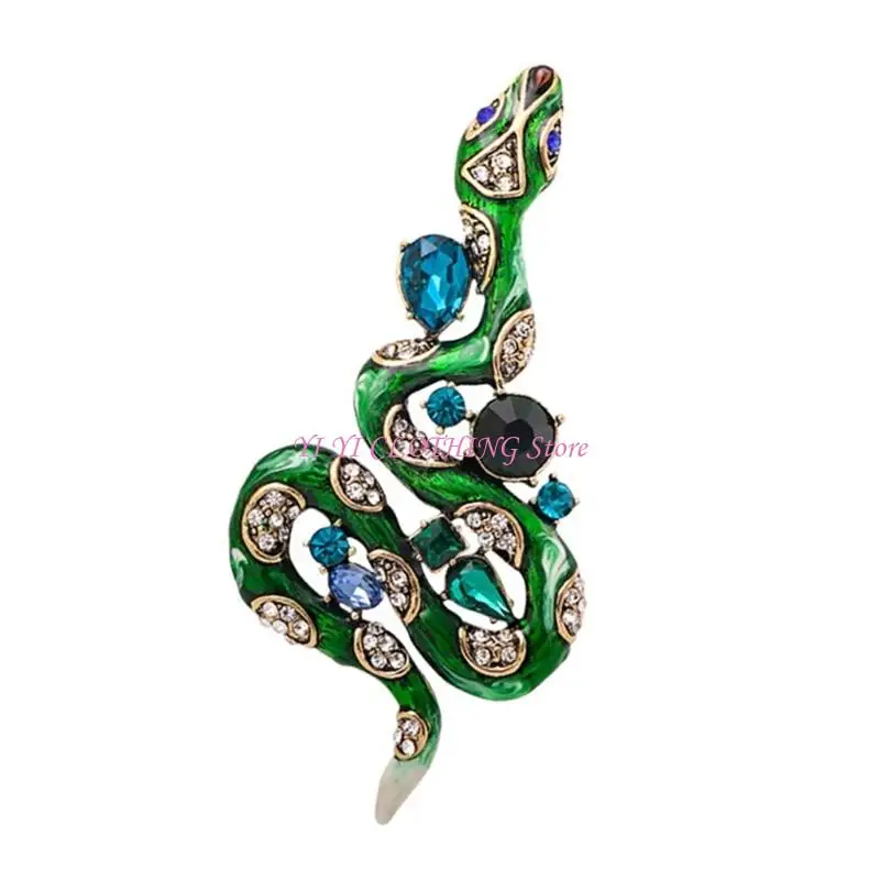 N5KF Stylish Rhinestones Snake Brooch Charm Badge Pin for 2025 Zodiacal Year Enthusiasts