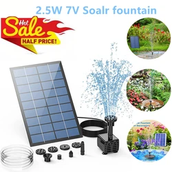 Bomba de fuente solar de 2,5 W, con 6 boquillas y tubería de agua de 4 pies, bomba alimentada por energía solar para baño de pájaros, estanque, jardín y otros lugares