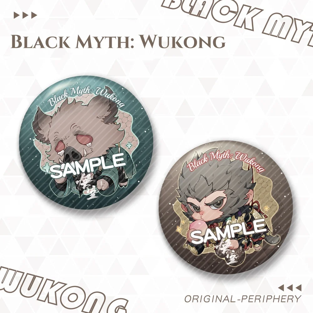 Black Myth Wukong Laser Matte Broche, O Destinado dos Desenhos Animados Zhu Bajie, Bonito Anime Pin Jóias, Double-Flash Badge Game Presente, Novo