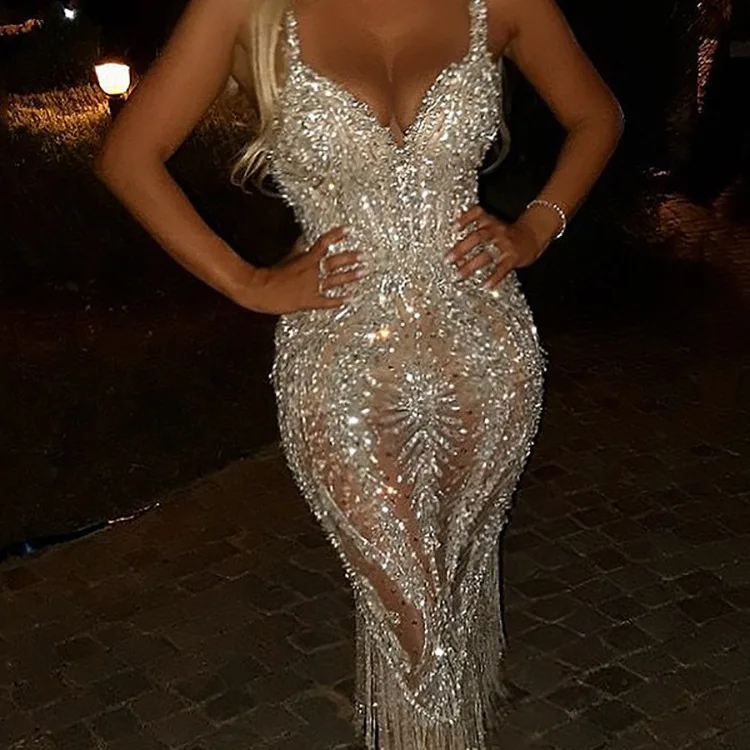 2024 نسائي عميق على شكل حرف V طويل Sve ترتر Dr Dr Summer Thiened عالي الخصر محبوك ألياف البوليستر الأساسية Sle