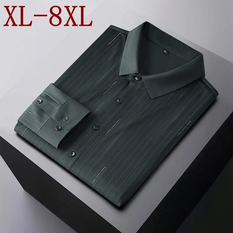 

7XL 6XL 8XL 2023 New Autumn Luxury Designer Business Shirt Men Long Sleeve Loose Mens Shirts High Quality Casual Male Clothes