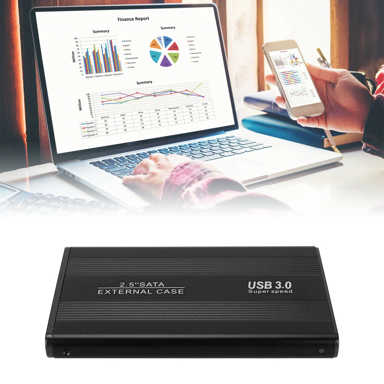 USB3.0 harde schijf behuizing 5Gbps overdrachtssnelheid 2TB capaciteit antistatisch met aluminium behuizing voor Windows voor OS X