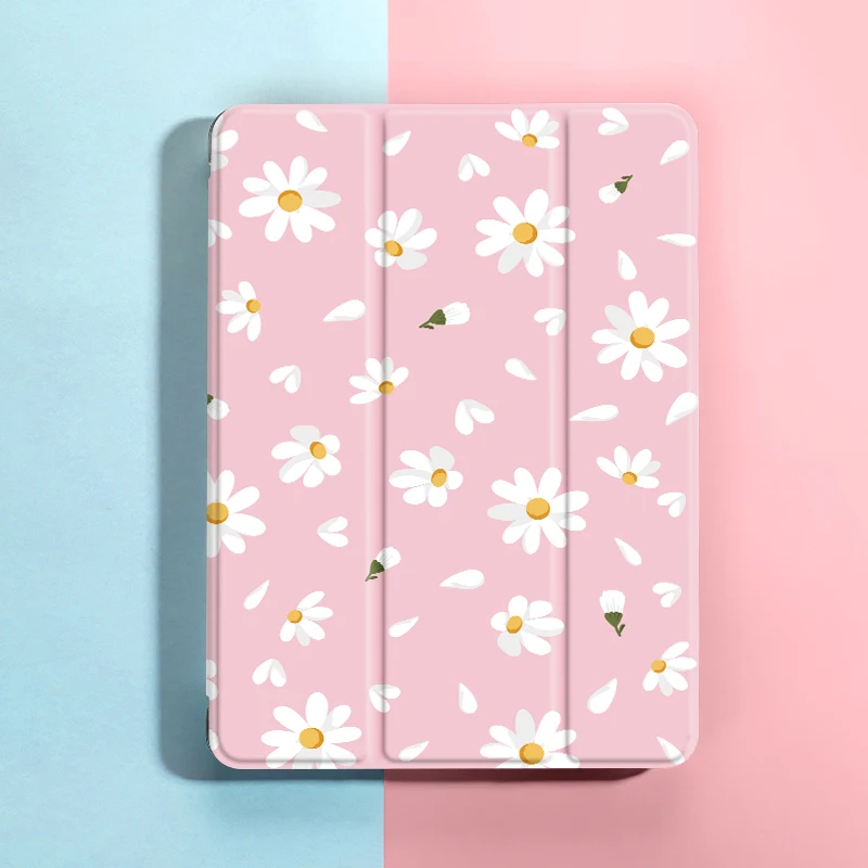 Flowers iPad Case For iPad 9th/ 8th/ 7th Generation 10.2 inch Case,For MiNi 4/5/6 Cover,with Pencil Holder,Auto Wake/Sleep Cover